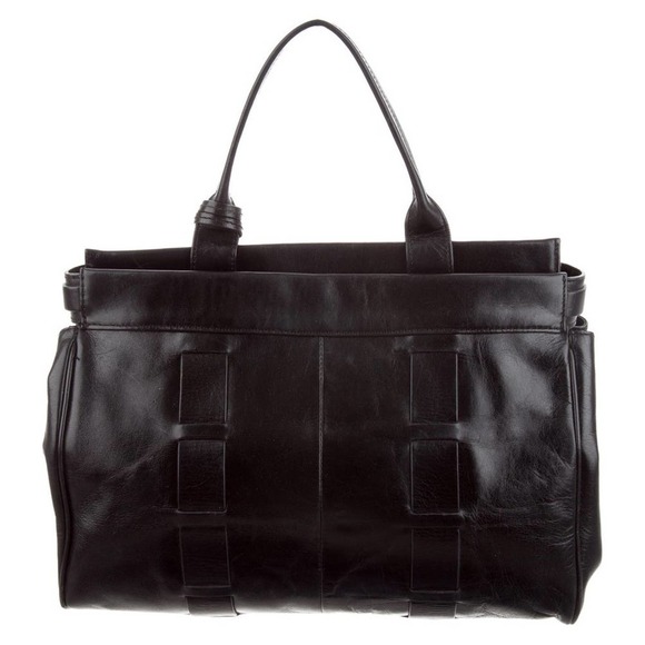 Badgley Mischka Leather Satchel Gold Buckles and Detailing - Picture 8 of 8